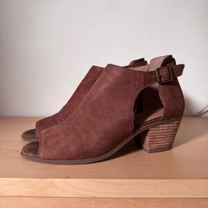 Lucky Brand Brown Open-Toe Slingback Block Heel Sandals, 7.5